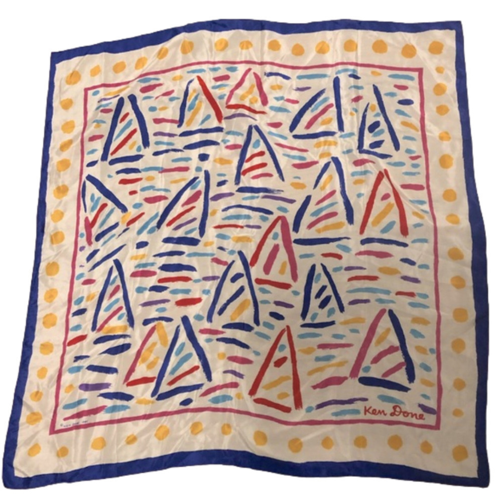 VTG Ken Done 1985 Iconic Sailing on Sydney Harbour Art Print Scarf 28.5” x 28.5”